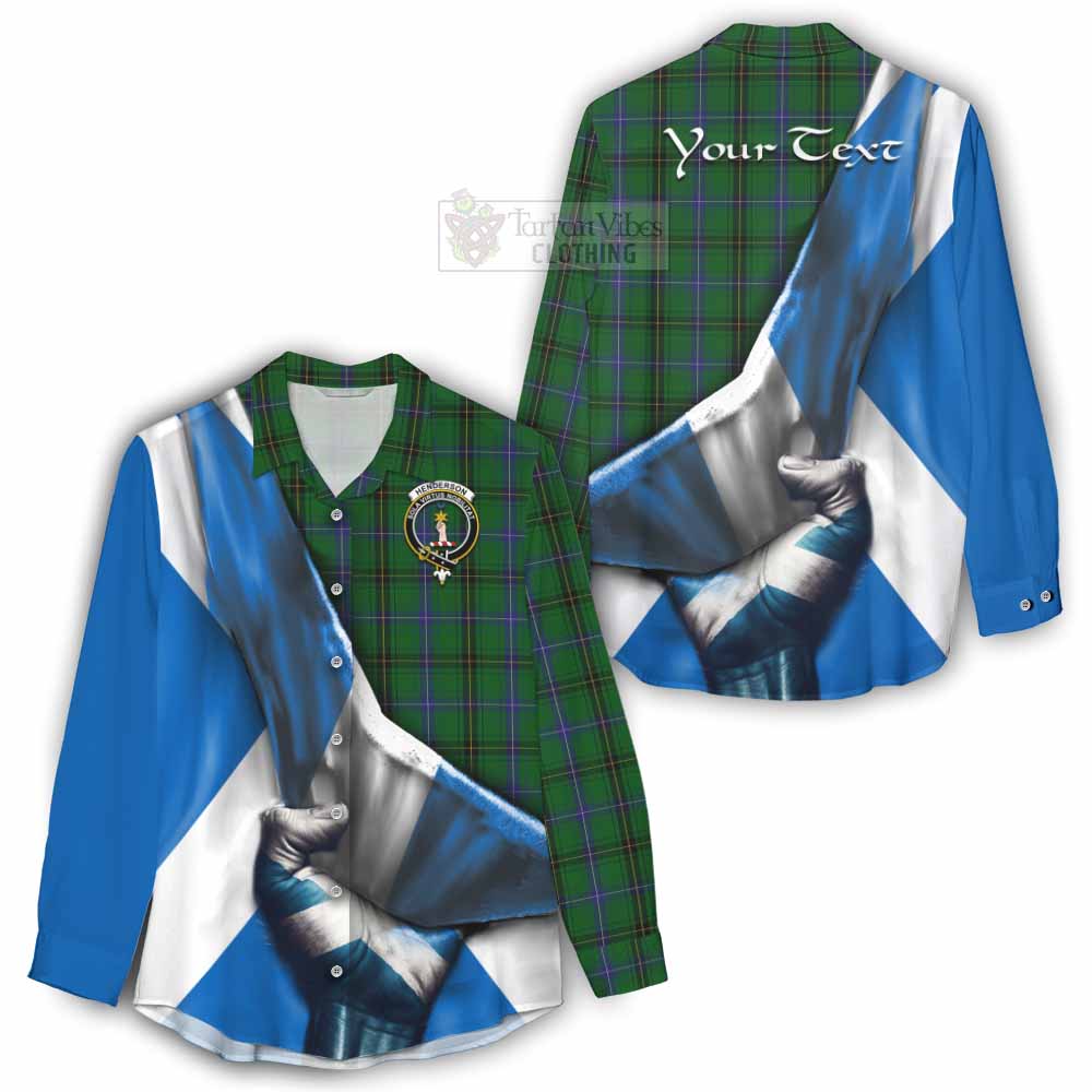 Tartan Vibes Clothing Henderson Tartan Women's Casual Shirt with Family Crest Scotland Patriotic Style