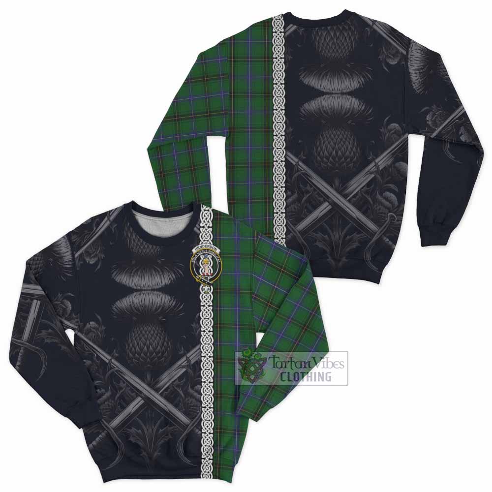 Tartan Vibes Clothing Henderson Tartan Sweatshirt with Family Crest Cross Sword Thistle Celtic Vibes