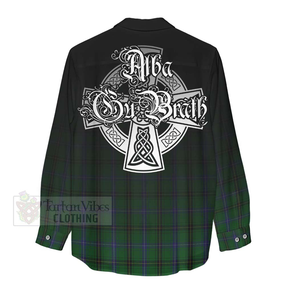 Tartan Vibes Clothing Henderson Tartan Women's Casual Shirt Featuring Alba Gu Brath Family Crest Celtic Inspired