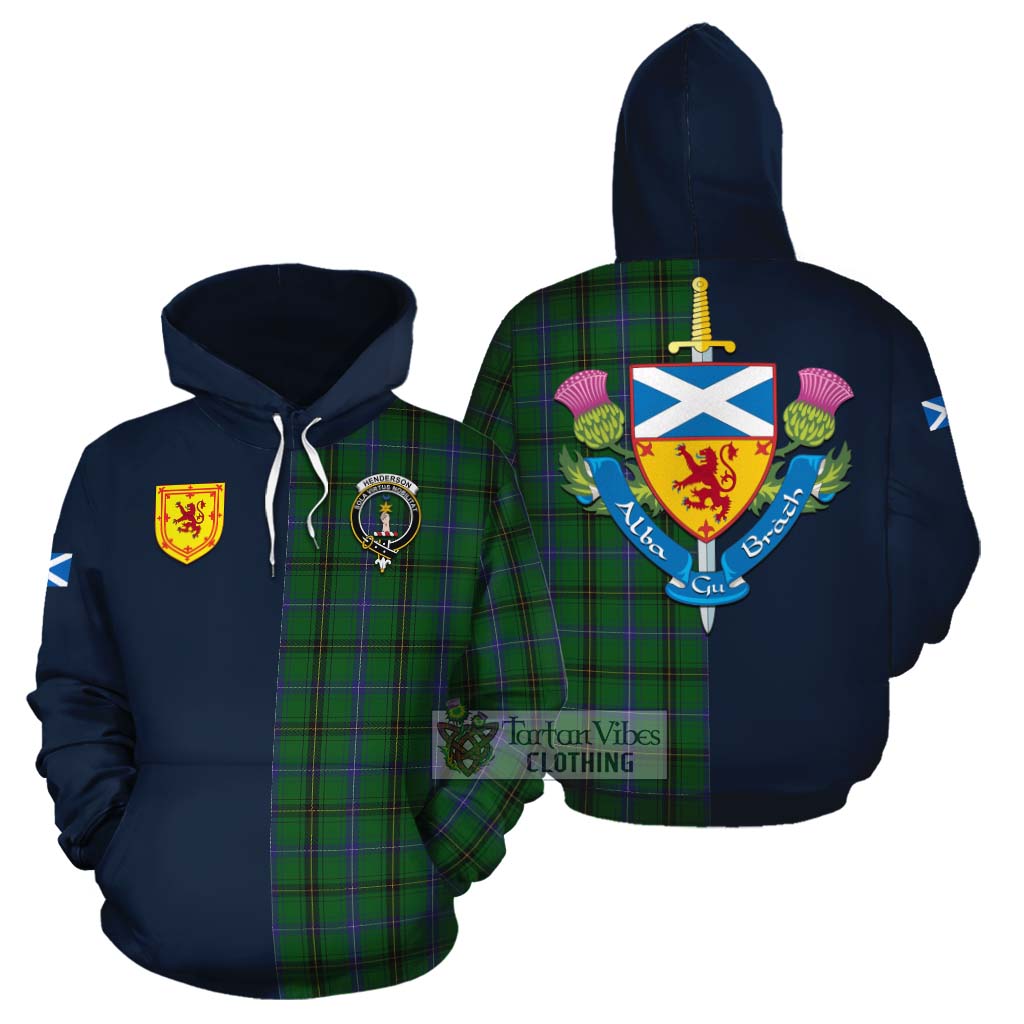 Tartan Vibes Clothing Henderson Tartan Cotton Hoodie Alba with Scottish Lion Royal Arm Half Style