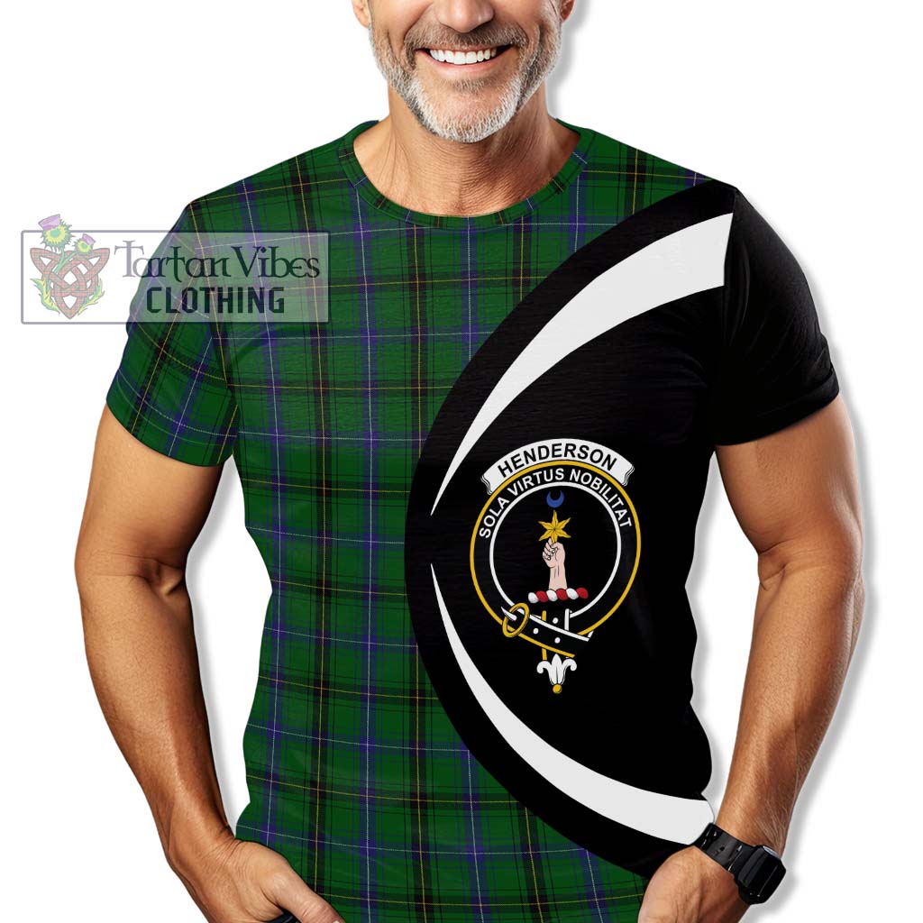 Tartan Vibes Clothing Henderson Tartan T-Shirt with Family Crest Circle Style