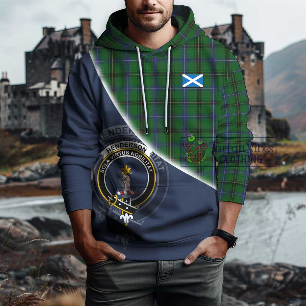 Henderson Tartan Hoodie with Personalised National Flag and Family Crest Half Style - Tartanvibesclothing Shop