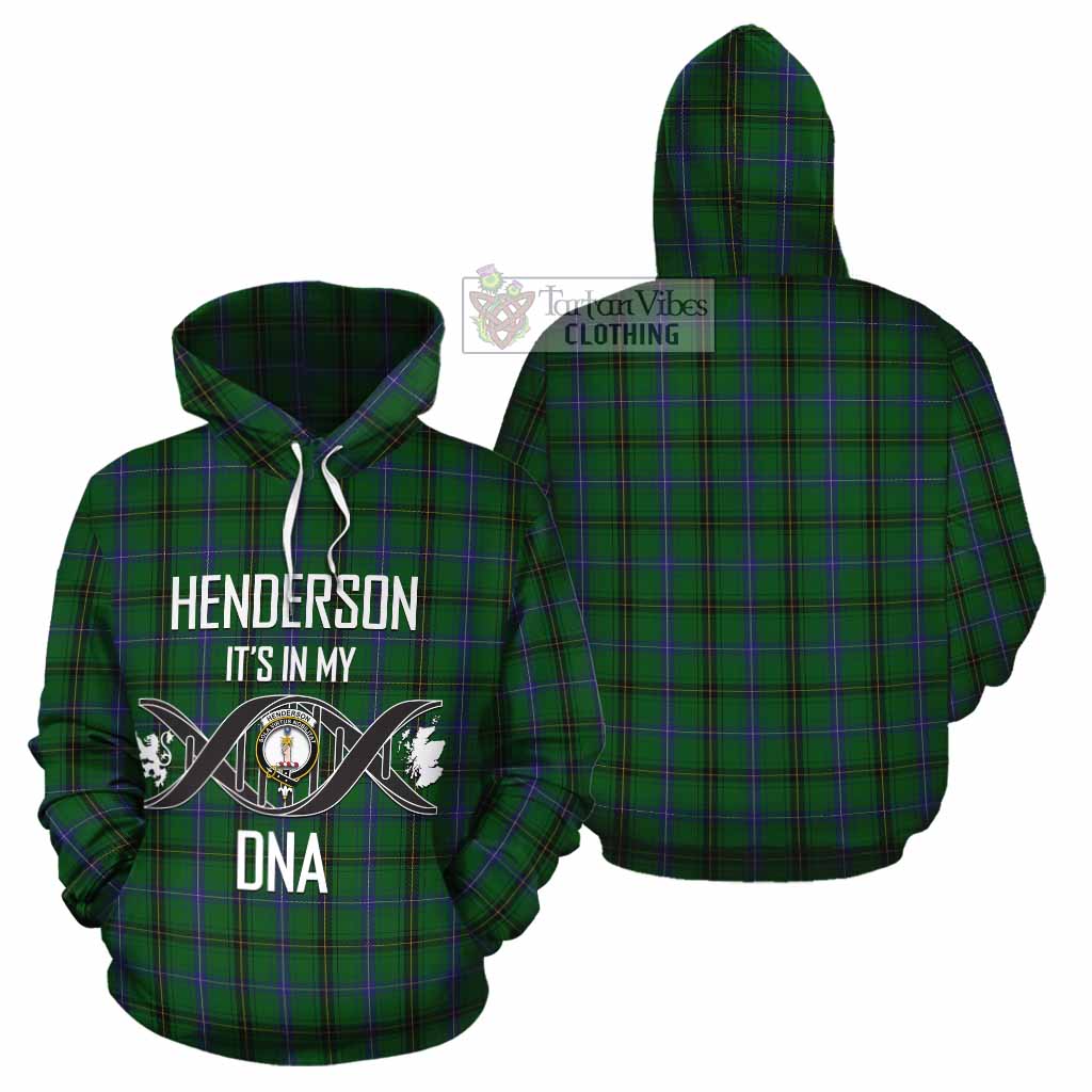 Tartan Vibes Clothing Henderson Tartan Cotton Hoodie with Family Crest DNA In Me Style