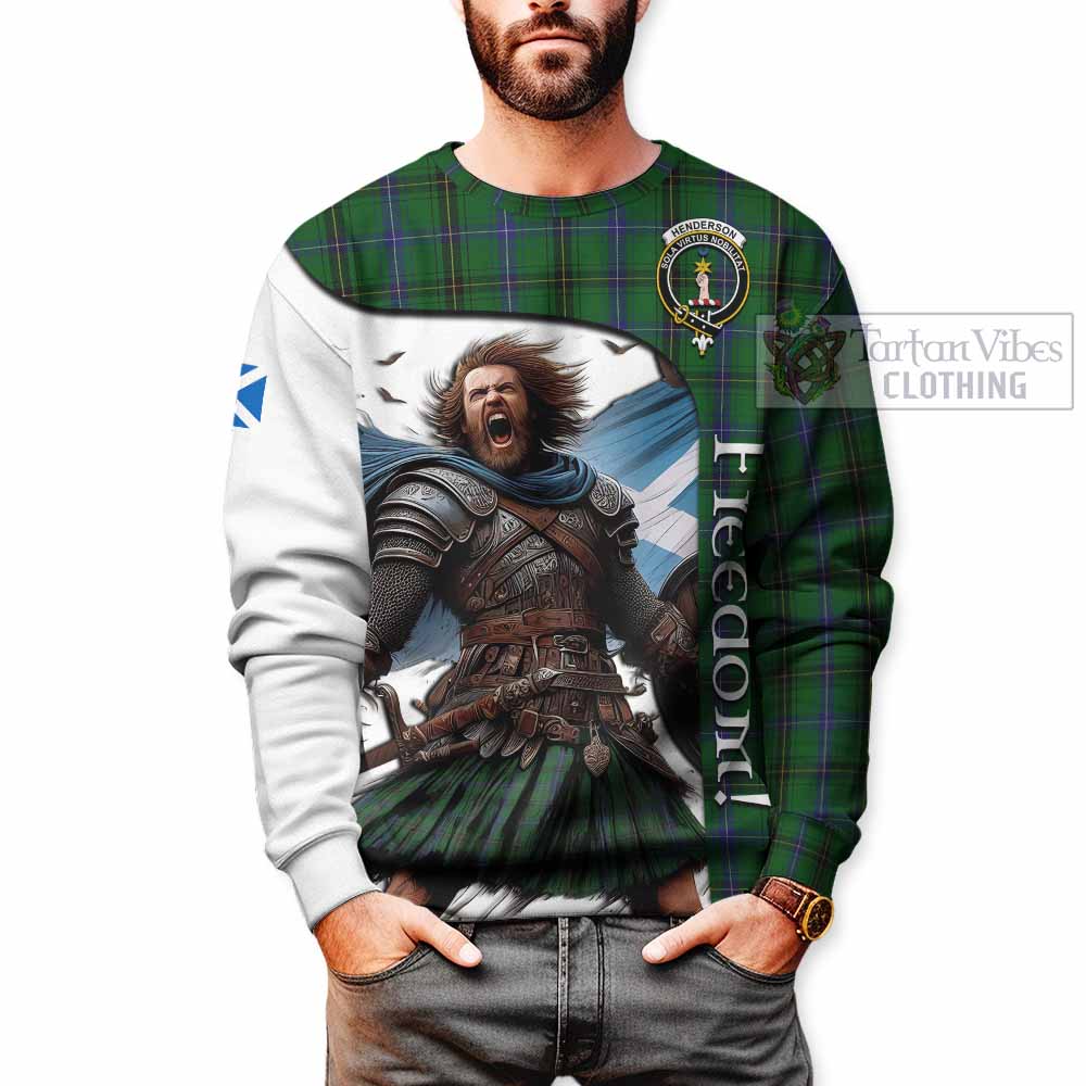 Tartan Vibes Clothing Henderson Crest Tartan Sweatshirt Inspired by the Freedom of Scottish Warrior