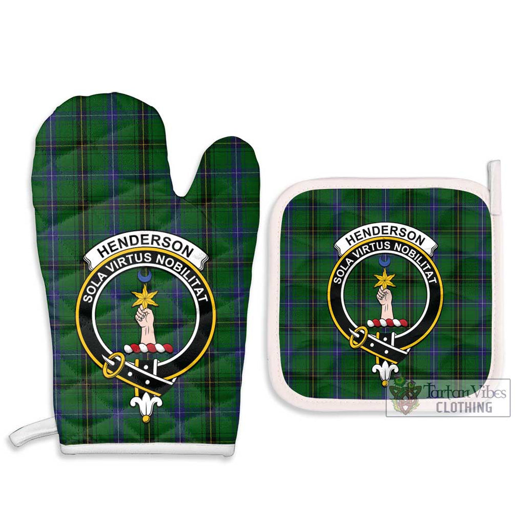 Henderson Tartan Combo Oven Mitt & Pot-Holder with Family Crest Combo 1 Oven Mitt & 2 Pot-Holder White - Tartan Vibes Clothing