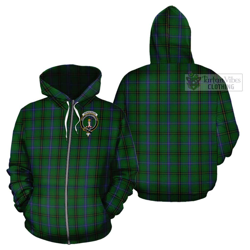 Henderson Tartan Cotton Hoodie with Family Crest Zip Hoodie - Tartan Vibes Clothing