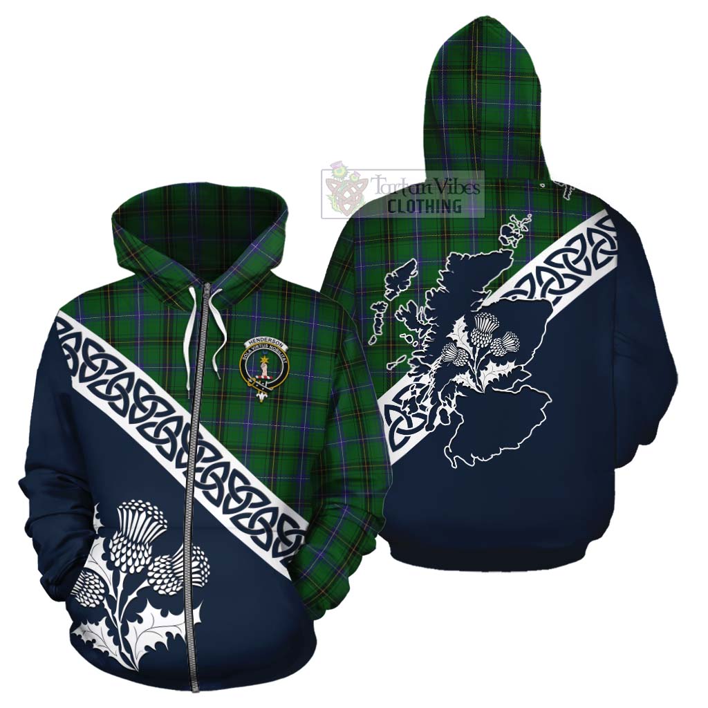 Tartan Vibes Clothing Henderson Tartan Cotton Hoodie Featuring Thistle and Scotland Map