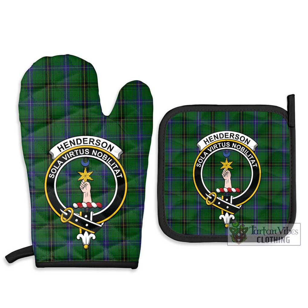 Henderson Tartan Combo Oven Mitt & Pot-Holder with Family Crest Combo 1 Oven Mitt & 2 Pot-Holder Black - Tartan Vibes Clothing