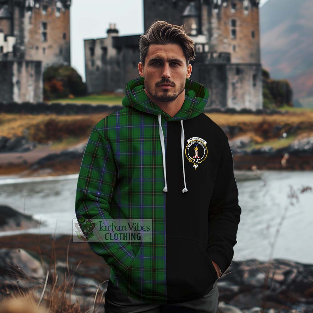 Tartan Vibes Clothing Henderson Tartan Cotton Hoodie with Family Crest and Half Of Me Style