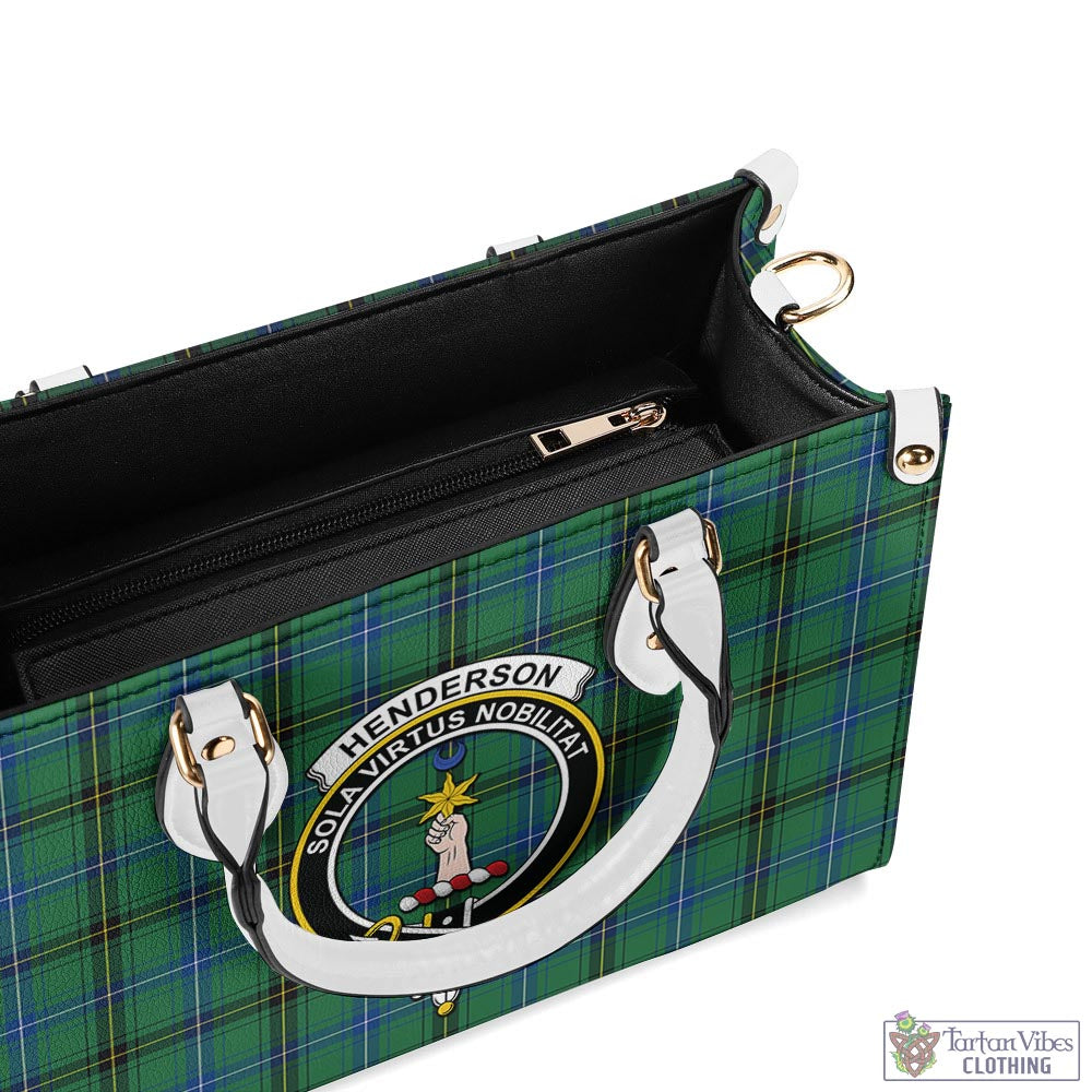 Tartan Vibes Clothing Henderson Ancient Tartan Luxury Leather Handbags with Family Crest