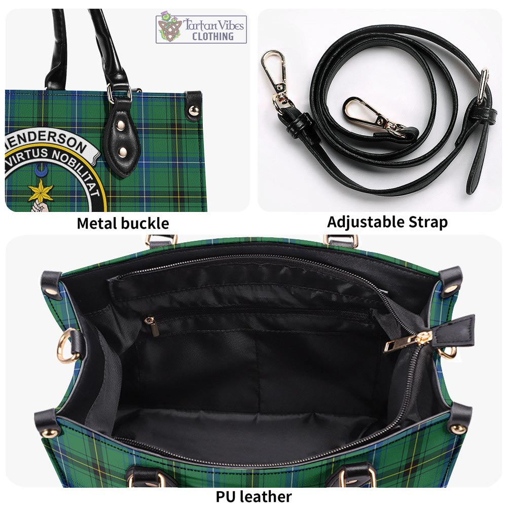 Tartan Vibes Clothing Henderson Ancient Tartan Luxury Leather Handbags with Family Crest