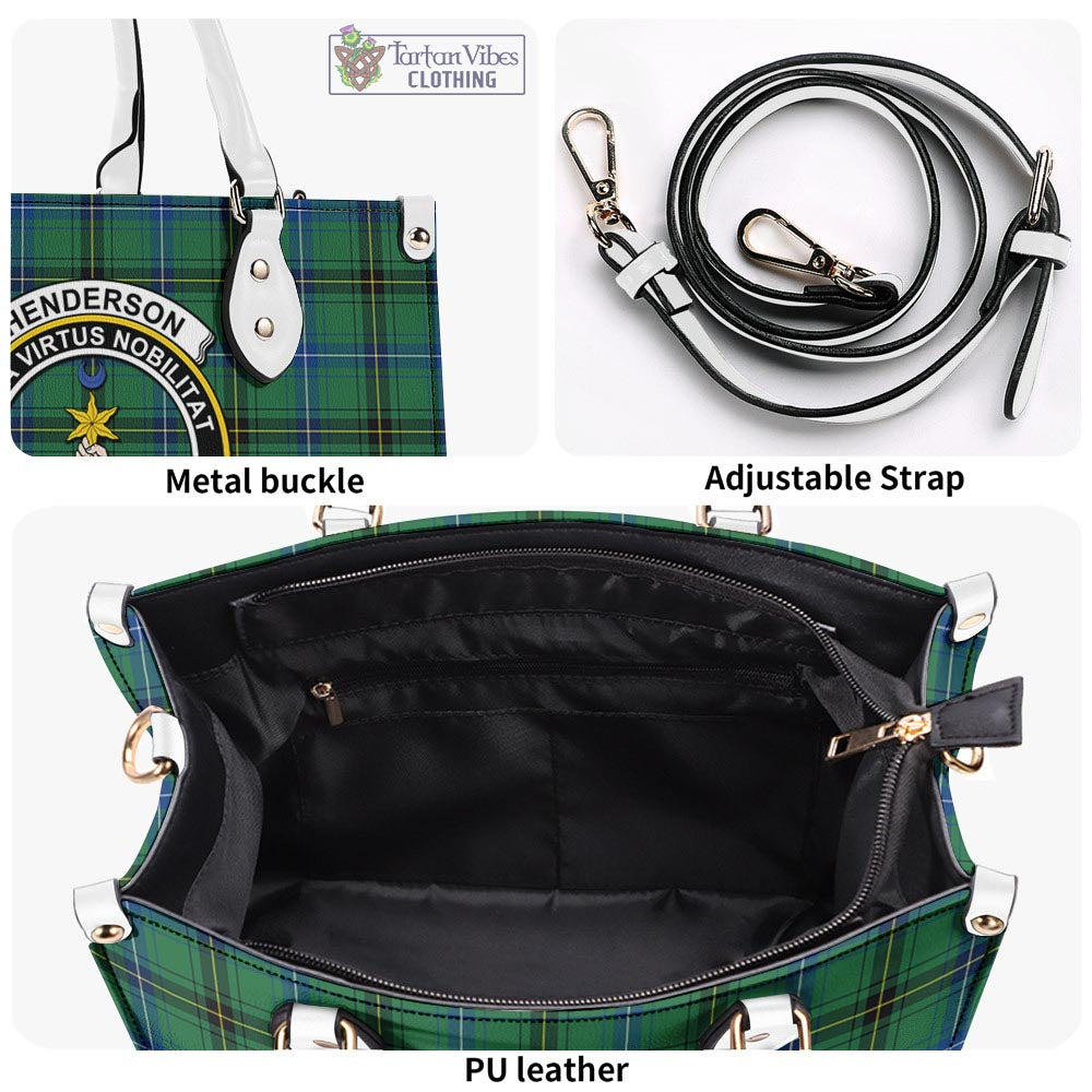 Tartan Vibes Clothing Henderson Ancient Tartan Luxury Leather Handbags with Family Crest