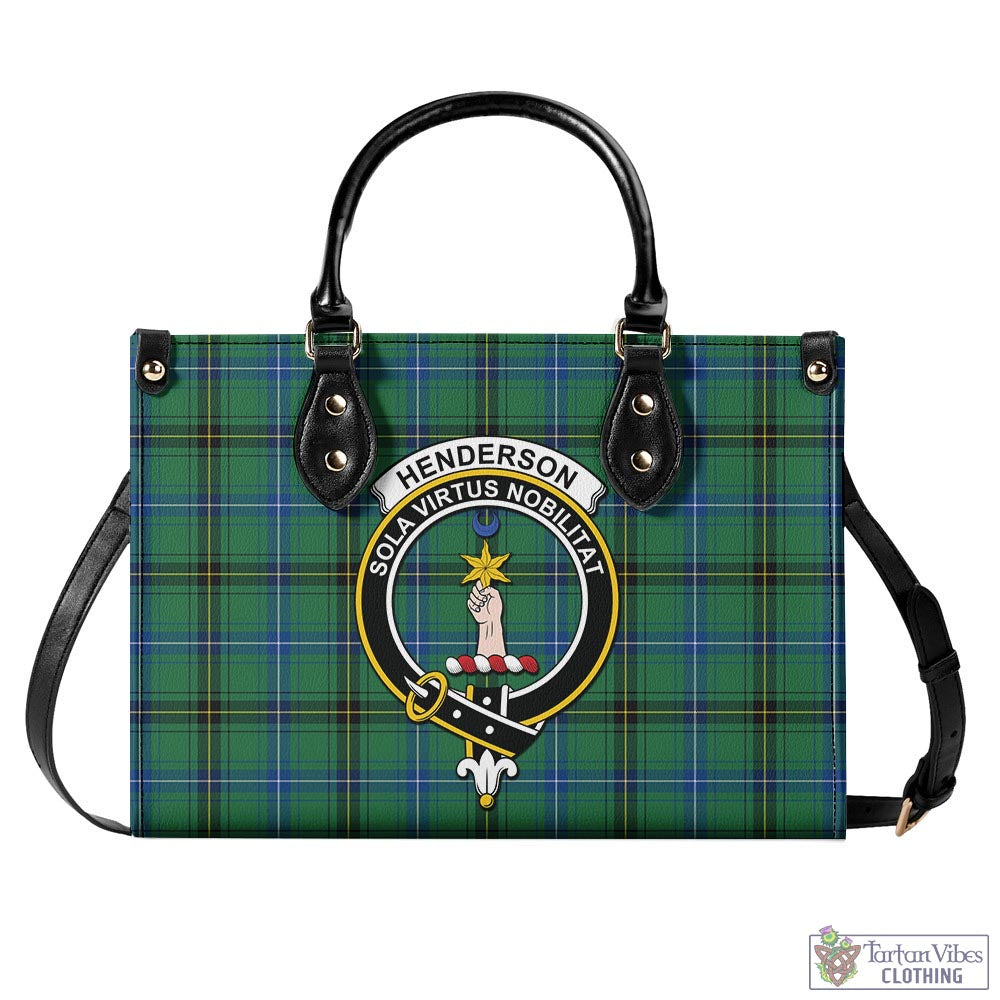 Tartan Vibes Clothing Henderson Ancient Tartan Luxury Leather Handbags with Family Crest