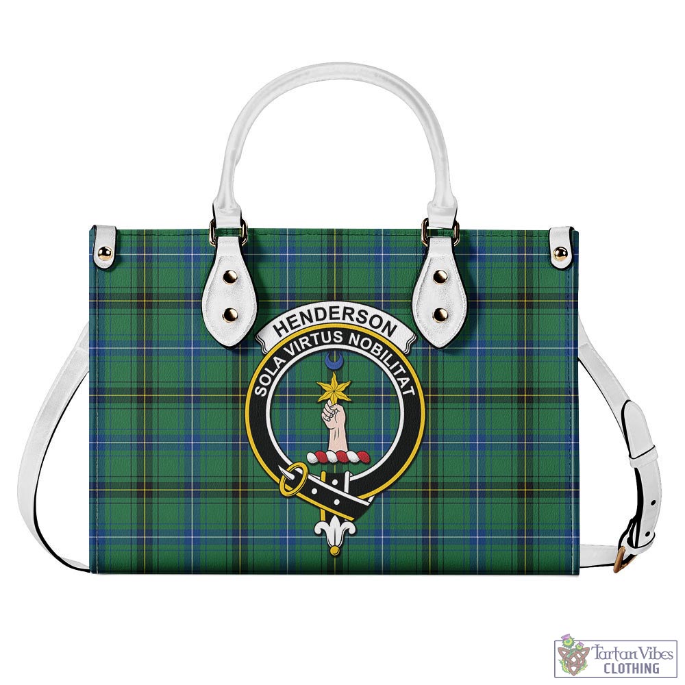 Tartan Vibes Clothing Henderson Ancient Tartan Luxury Leather Handbags with Family Crest