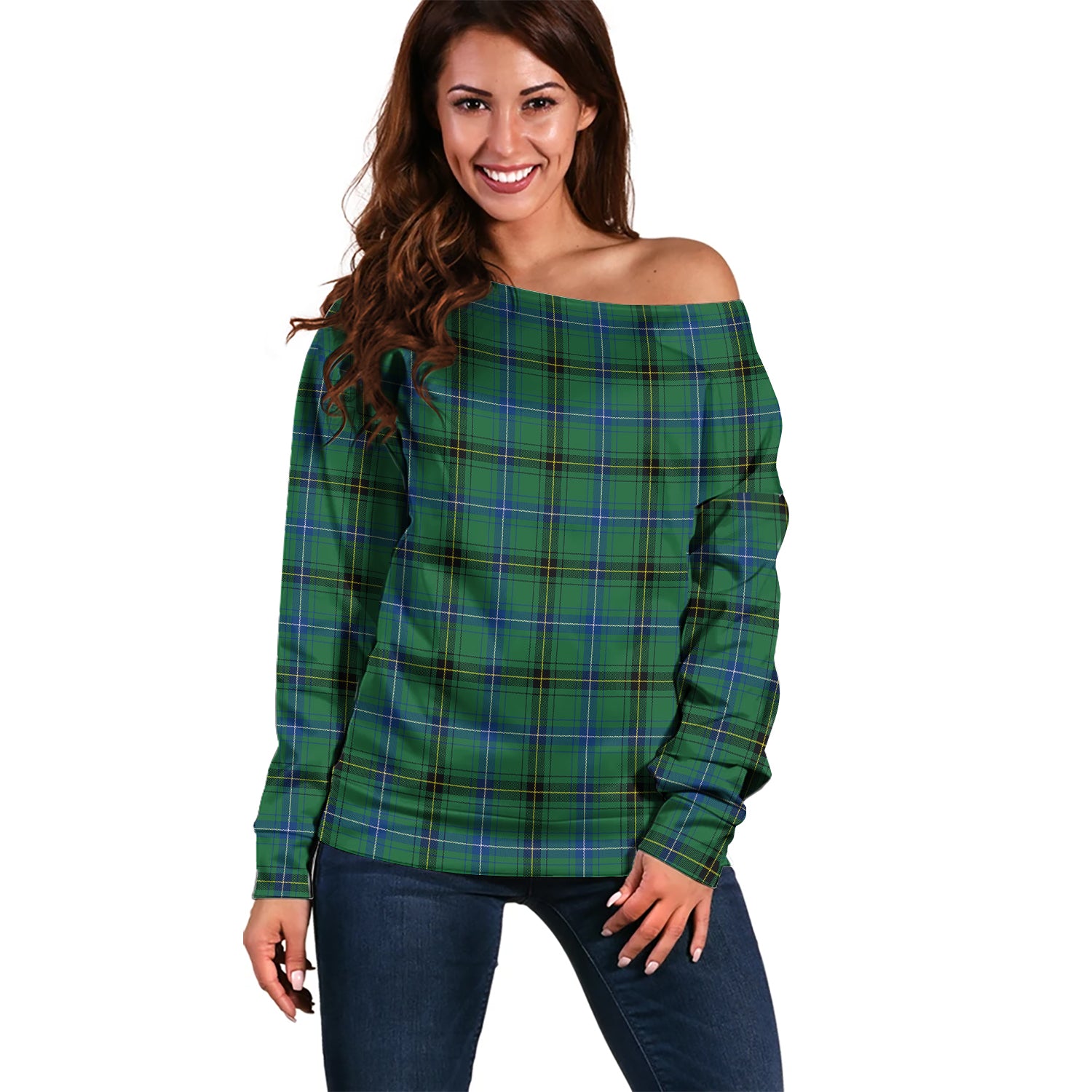 Henderson Ancient Tartan Off Shoulder Women Sweater Women - Tartanvibesclothing