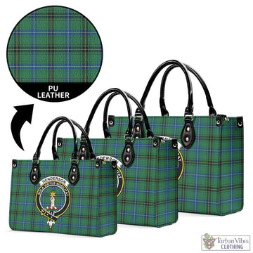 Henderson Ancient Tartan Luxury Leather Handbags with Family Crest