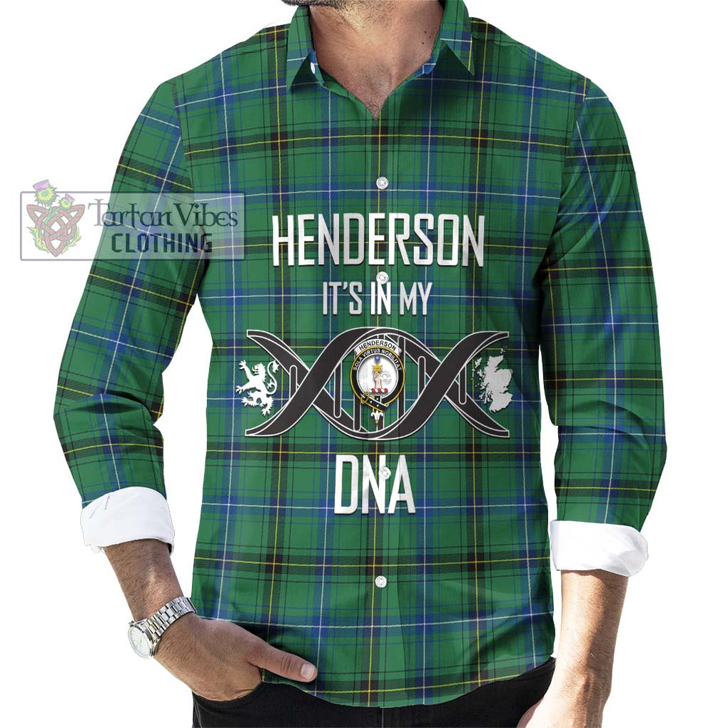 Henderson Ancient Tartan Long Sleeve Button Shirt with Family Crest DNA In Me Style Men's Shirt S - Tartanvibesclothing Shop