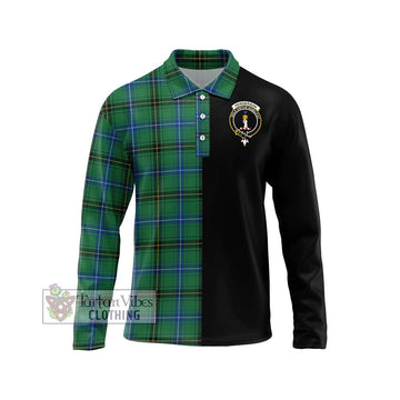 Henderson Ancient Tartan Long Sleeve Polo Shirt with Family Crest and Half Of Me Style