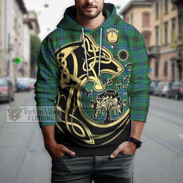 Henderson Ancient Tartan Hoodie with Family Crest Celtic Wolf Style