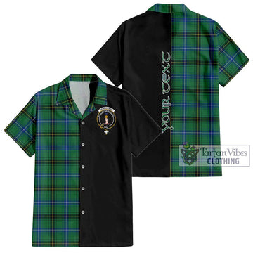 Henderson Ancient Tartan Short Sleeve Button Shirt with Family Crest and Half Of Me Style