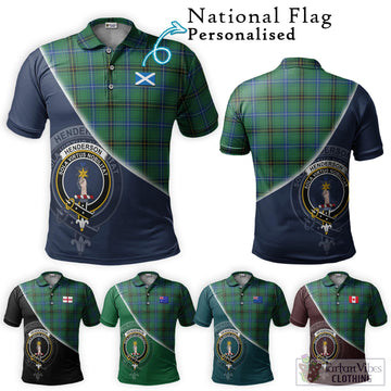 Henderson Ancient Tartan Polo Shirt with Personalised National Flag and Family Crest Half Style