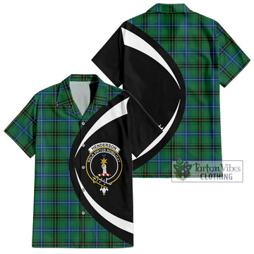 Henderson Ancient Tartan Short Sleeve Button Up with Family Crest Circle Style