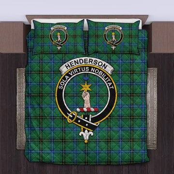 Henderson Ancient Tartan Quilt Bed Set with Family Crest