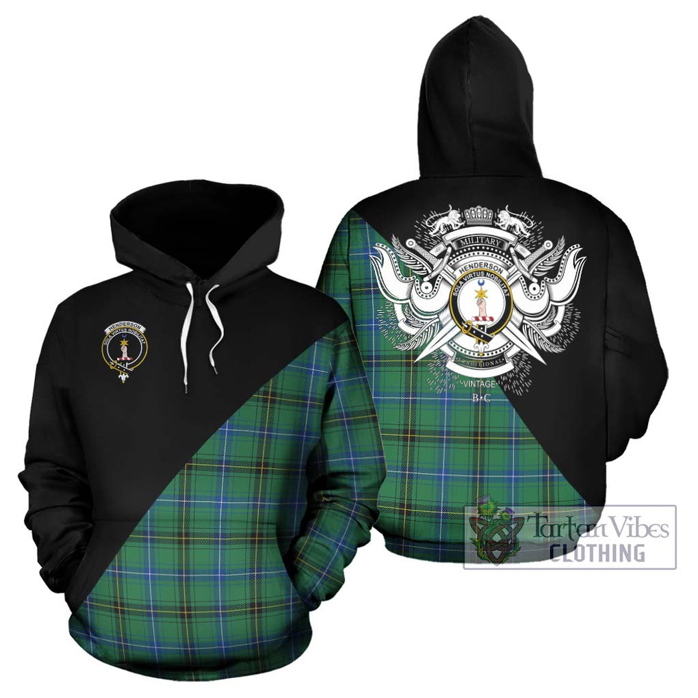 Henderson Ancient Tartan Hoodie with Family Crest and Military Logo Style Zip Hoodie - Tartanvibesclothing Shop