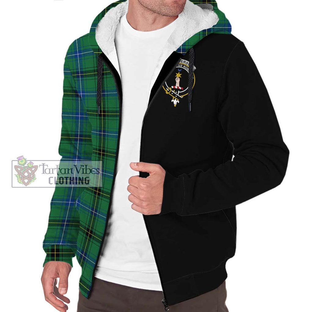 Henderson Ancient Tartan Sherpa Hoodie with Family Crest and Half Of Me Style Unisex S - Tartanvibesclothing Shop