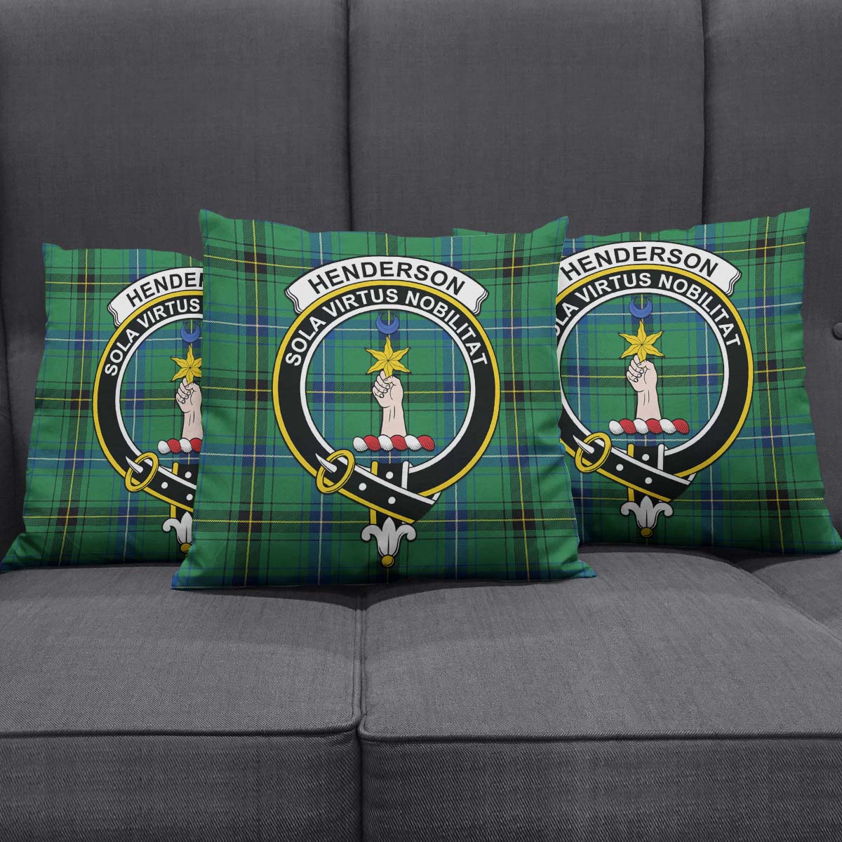 Henderson Ancient Tartan Pillow Cover with Family Crest Square Pillow Cover - Tartanvibesclothing