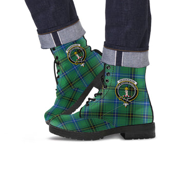 Henderson Ancient Tartan Leather Boots with Family Crest