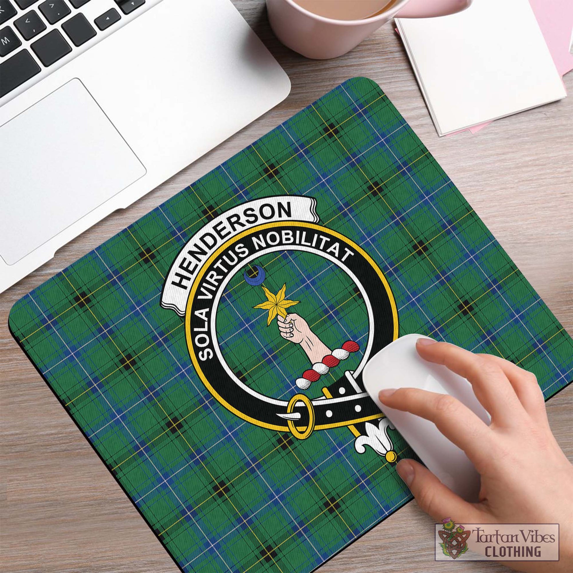 Tartan Vibes Clothing Henderson Ancient Tartan Mouse Pad with Family Crest