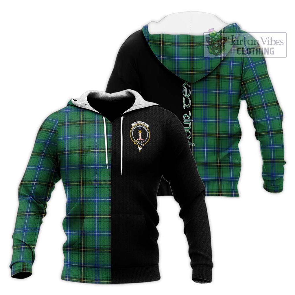 Henderson Ancient Tartan Knitted Hoodie with Family Crest and Half Of Me Style Unisex Knitted Pullover Hoodie - Tartanvibesclothing Shop