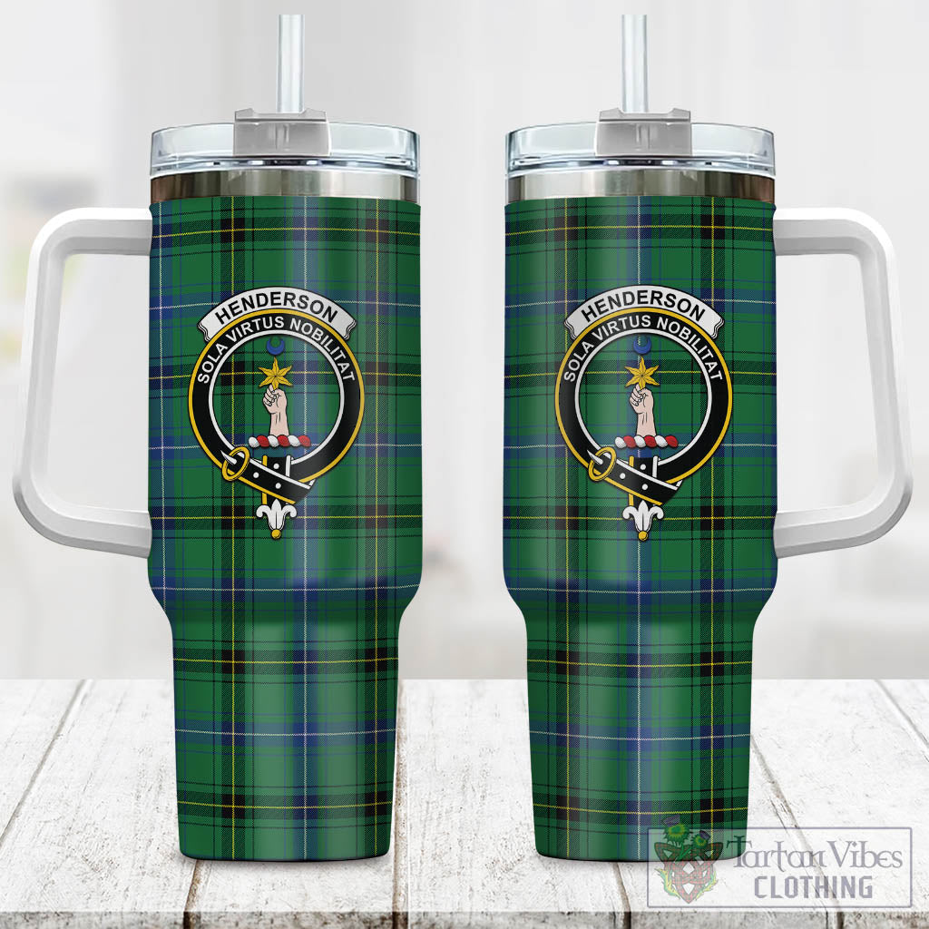 Tartan Vibes Clothing Henderson Ancient Tartan and Family Crest Tumbler with Handle