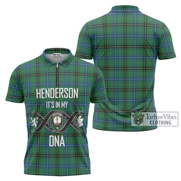 Henderson Ancient Tartan Zipper Polo Shirt with Family Crest DNA In Me Style