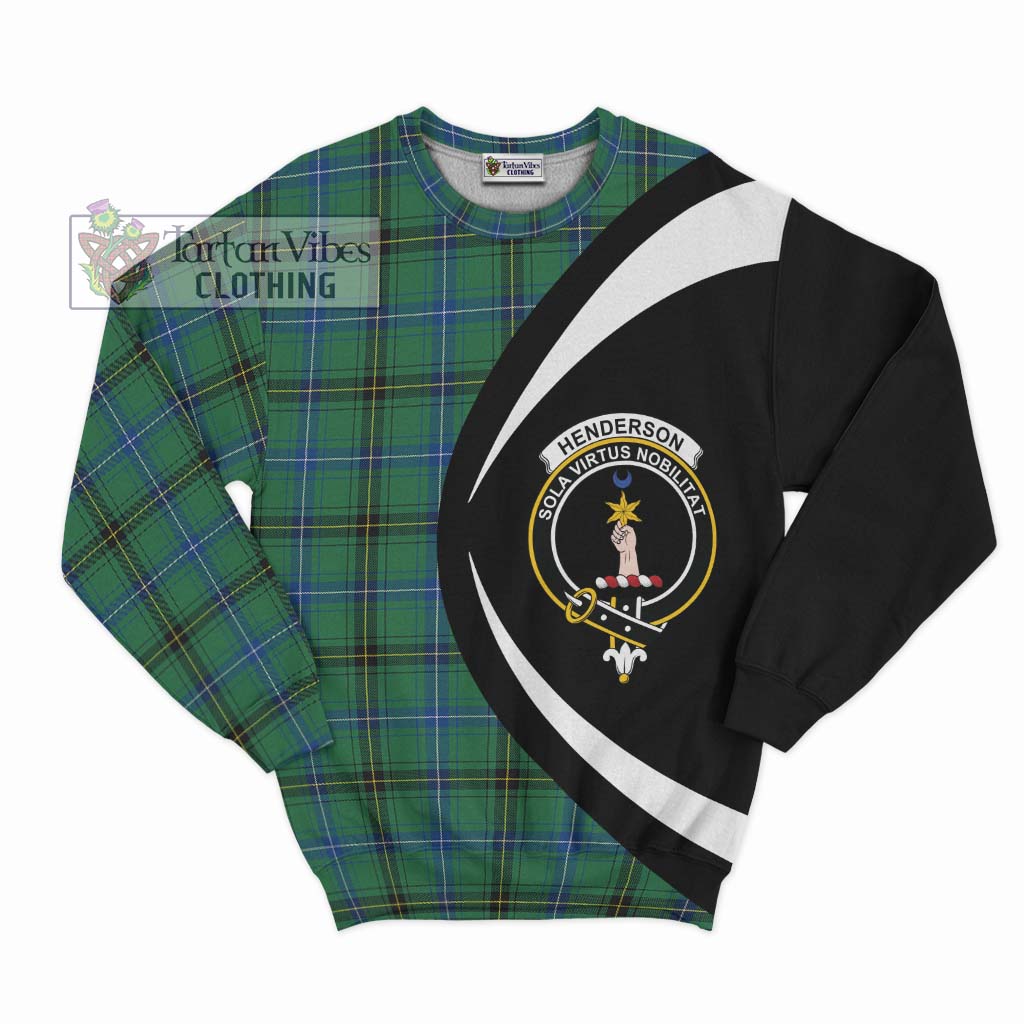 Henderson Ancient Tartan Sweatshirt with Family Crest Circle Style Unisex - Tartan Vibes Clothing