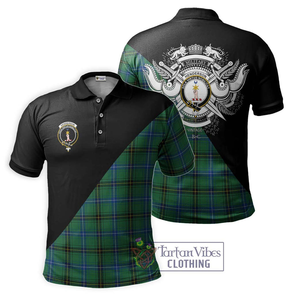 Henderson Ancient Tartan Polo Shirt with Family Crest and Military Logo Style Kid - Tartanvibesclothing Shop