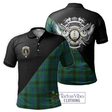 Henderson Ancient Tartan Polo Shirt with Family Crest and Military Logo Style