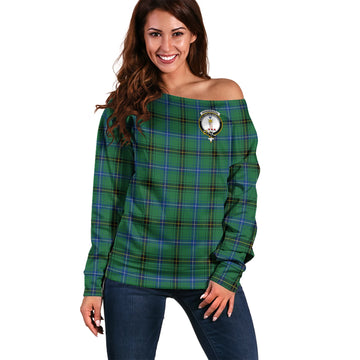 Henderson Ancient Tartan Off Shoulder Women Sweater with Family Crest