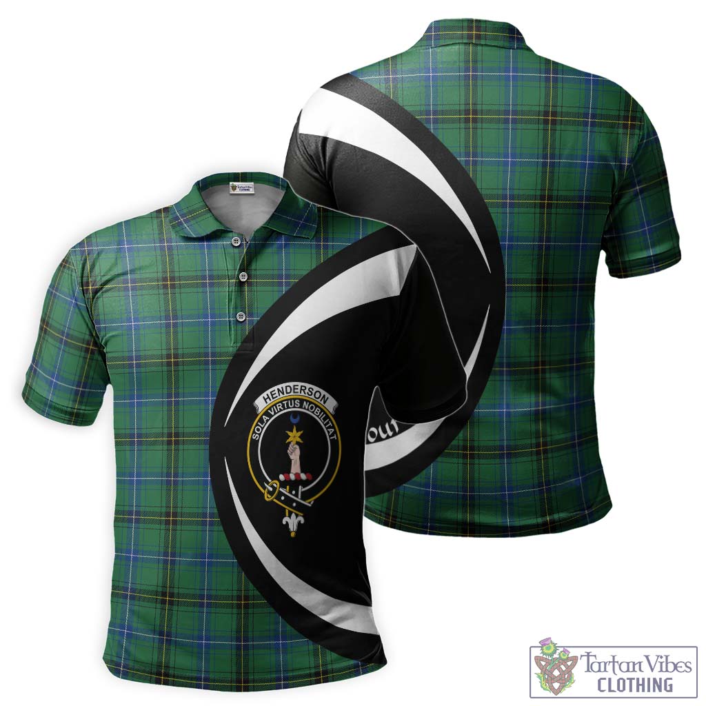 Henderson Ancient Tartan Men's Polo Shirt with Family Crest Circle Style Kid - Tartan Vibes Clothing