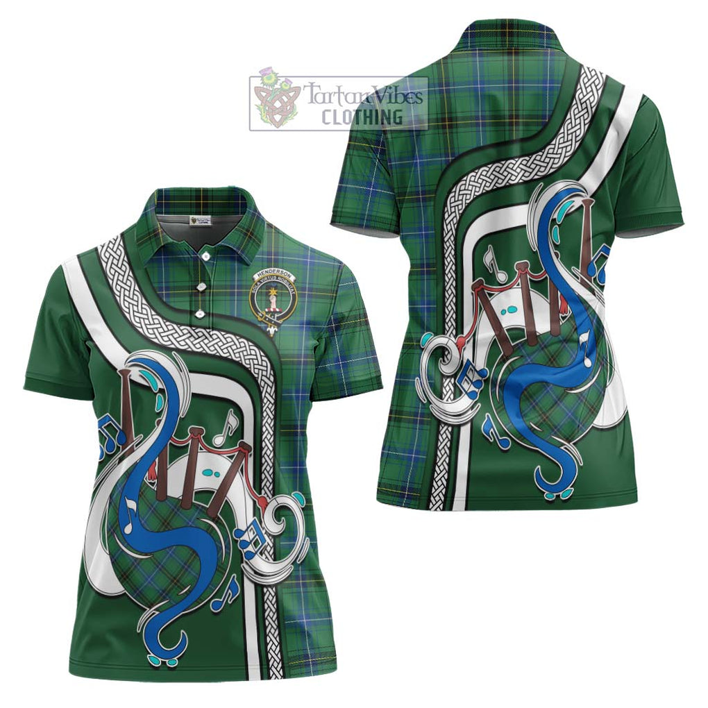 Henderson Ancient Tartan Women's Polo Shirt with Epic Bagpipe Style Women - Tartanvibesclothing Shop