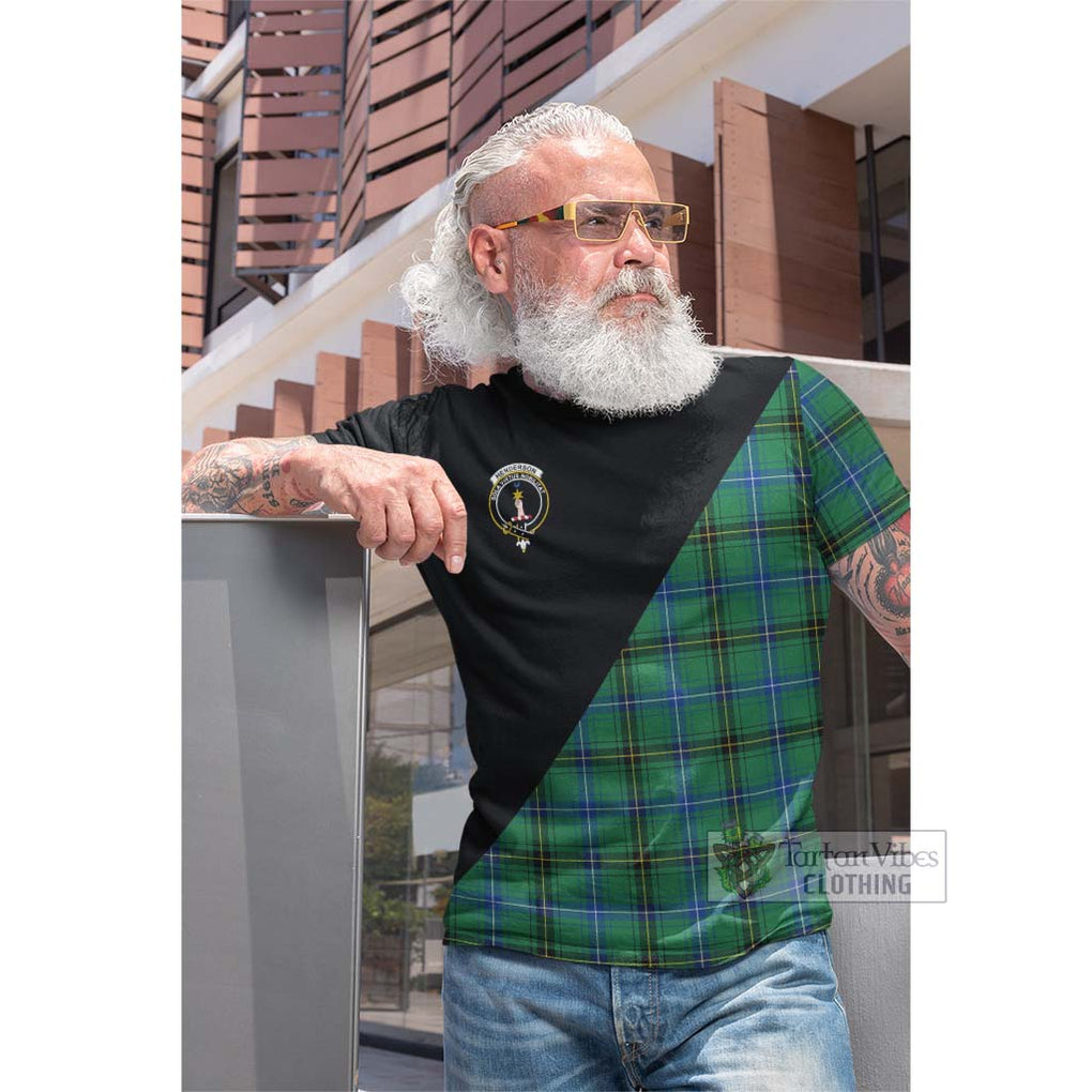 Tartan Vibes Clothing Henderson Ancient Tartan Cotton T-shirt with Family Crest and Military Logo Style