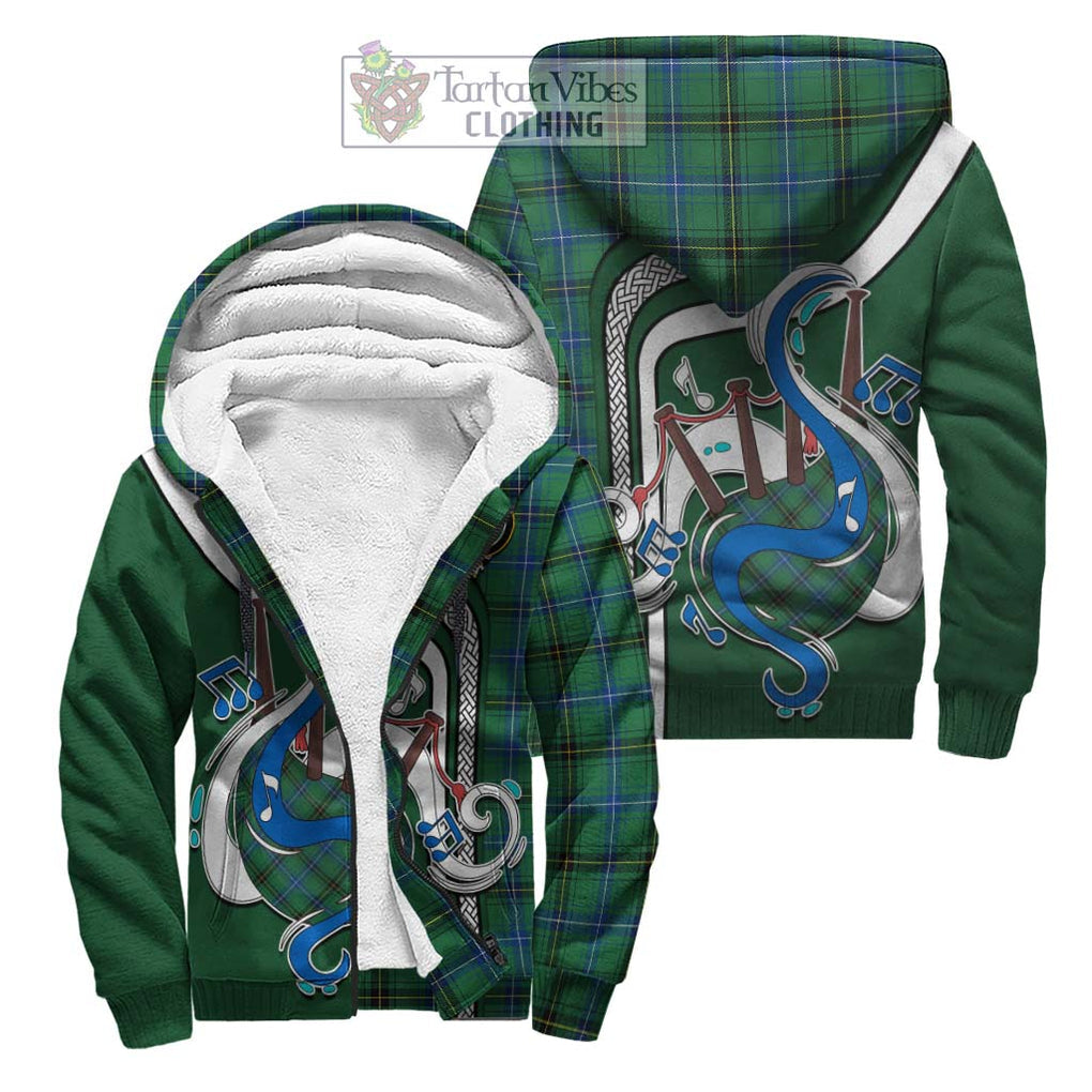 Henderson Ancient Tartan Sherpa Hoodie with Epic Bagpipe Style Unisex S - Tartanvibesclothing Shop