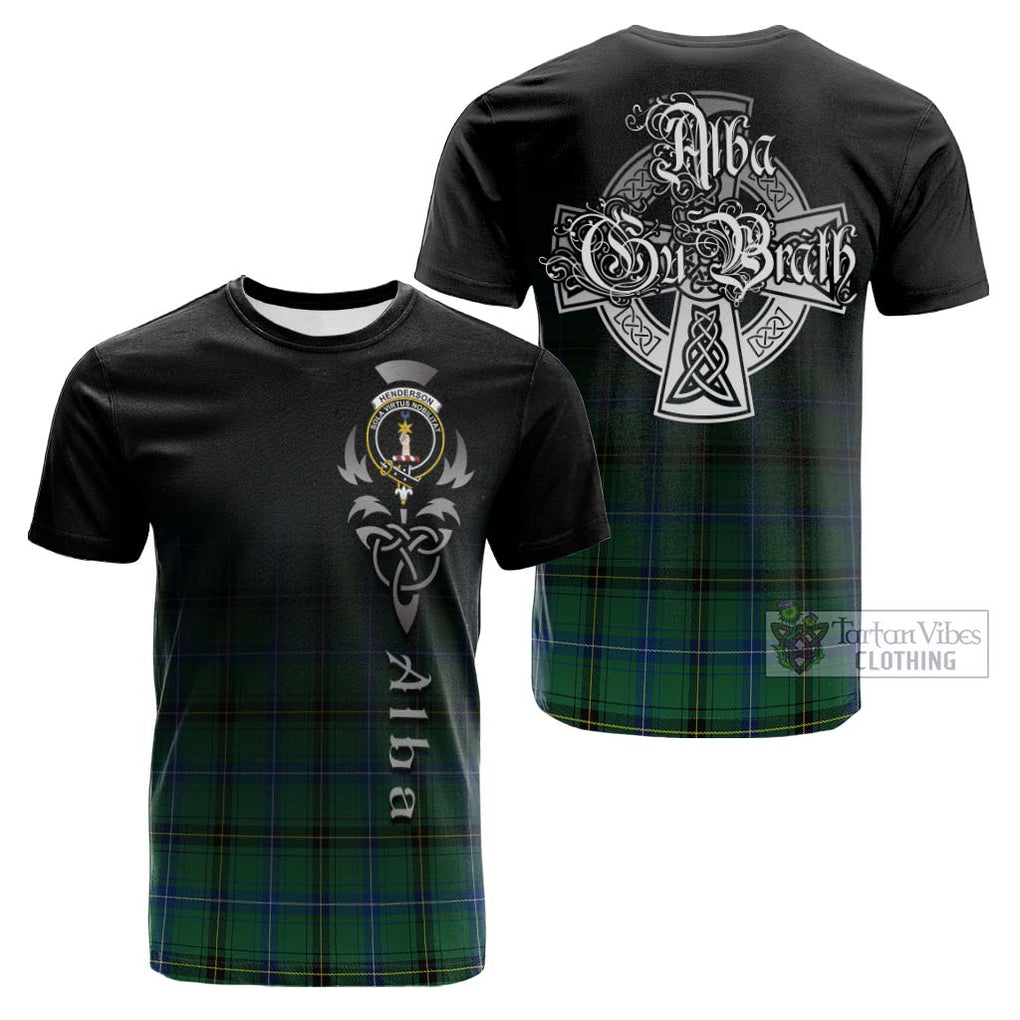 Tartan Vibes Clothing Henderson Ancient Tartan Cotton T-shirt Featuring Alba Gu Brath Family Crest Celtic Inspired