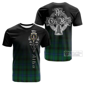 Henderson Ancient Tartan Cotton T-shirt Featuring Alba Gu Brath Family Crest Celtic Inspired