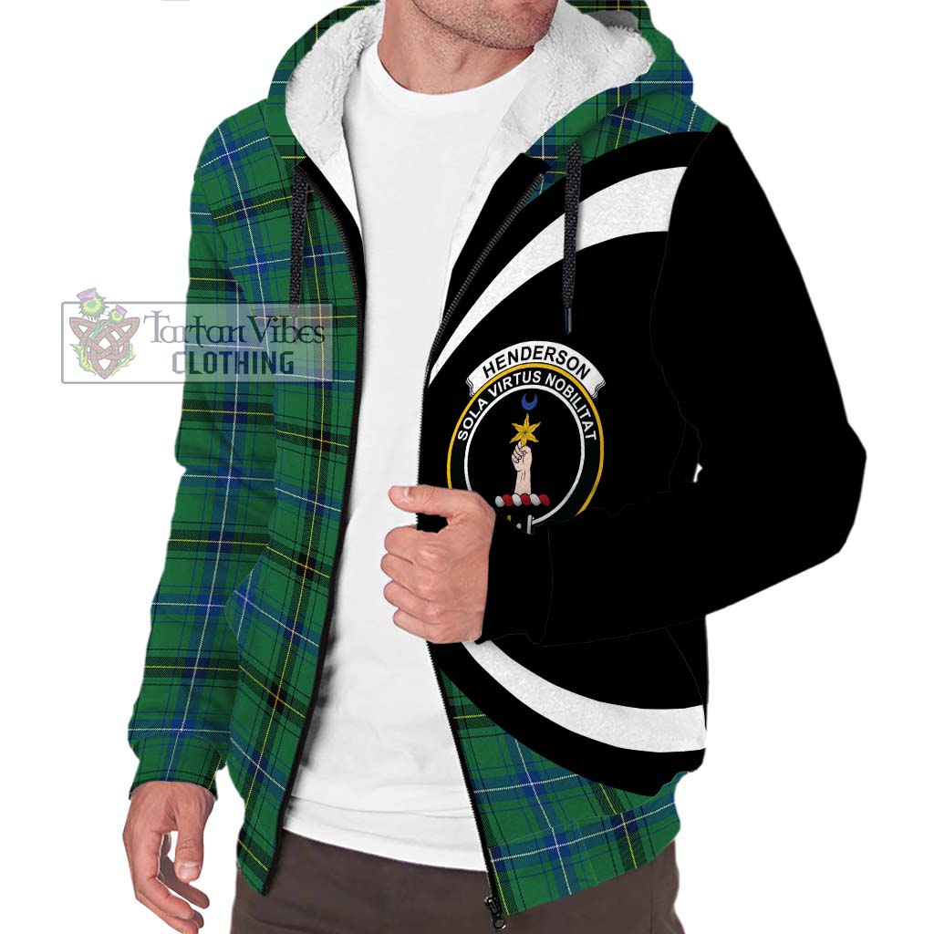 Henderson Ancient Tartan Sherpa Hoodie with Family Crest Circle Style Unisex S - Tartan Vibes Clothing