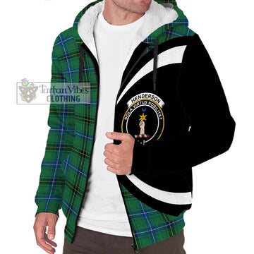 Henderson Ancient Tartan Sherpa Hoodie with Family Crest Circle Style