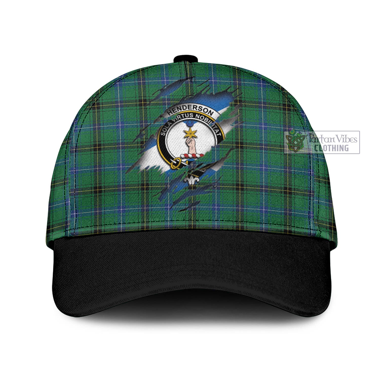 Tartan Vibes Clothing Henderson Ancient Tartan Classic Cap with Family Crest In Me Style