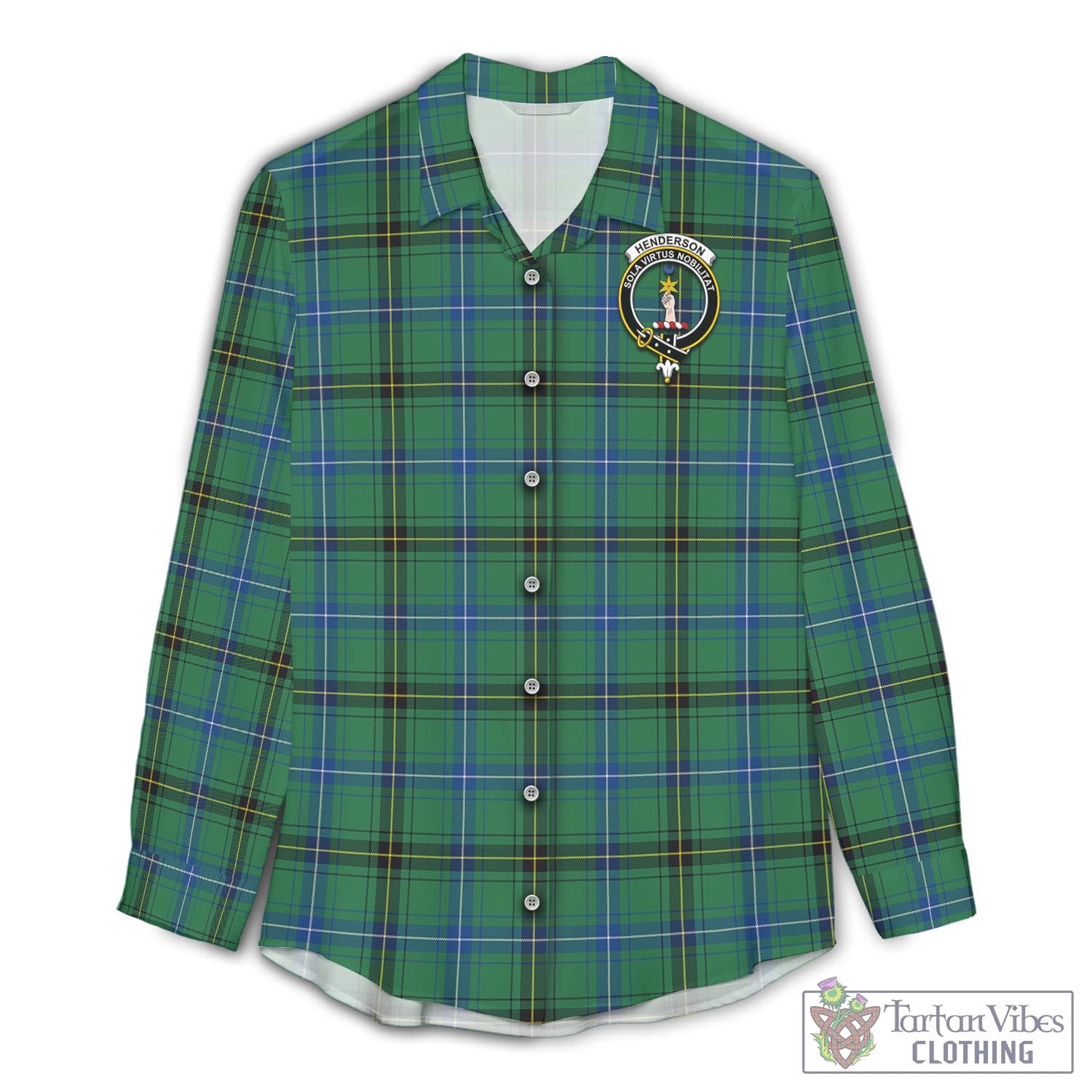 Tartan Vibes Clothing Henderson Ancient Tartan Womens Casual Shirt with Family Crest