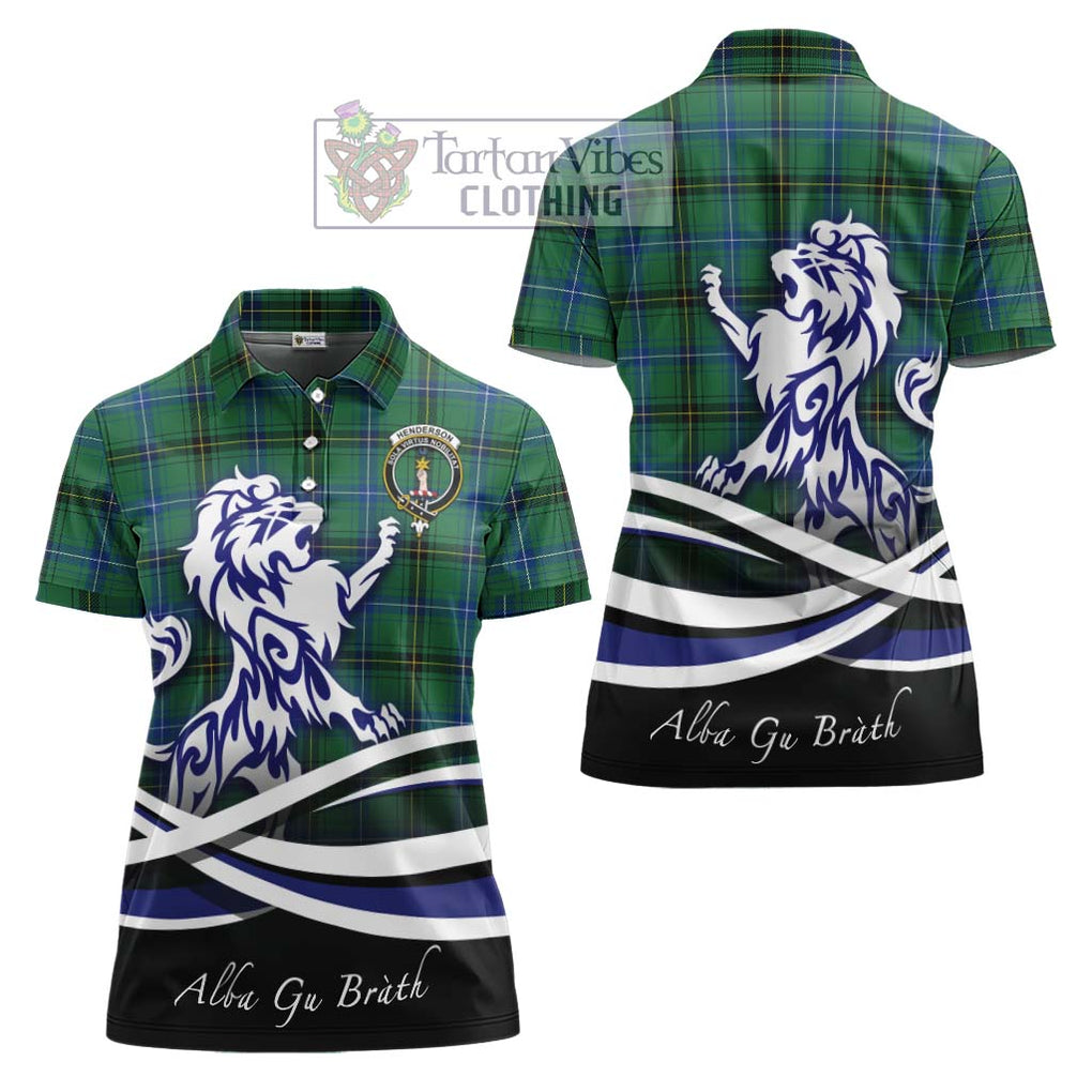 Henderson Ancient Tartan Women's Polo Shirt with Alba Gu Brath Regal Lion Emblem Women - Tartanvibesclothing Shop